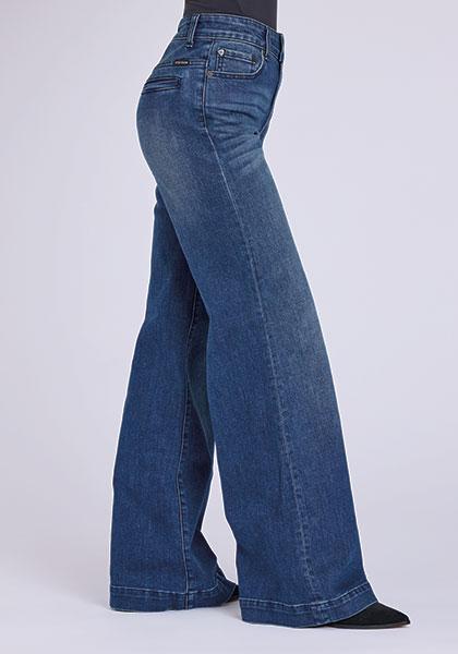 WOMENS JEAN HIGH RISE WIDE LEG FIT WELT BACK PKTS W/KEYSTONE BELT LOOP - 11-054-0751-0202