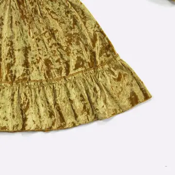 Golden Velvet Ruffle Girls Dress