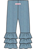 Girls & Toddler Light Wash Denim Ruffle Flare Pants