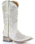 TN WHITE GLITTER INLAY & EMBROIDERY SQ. TOE T0039