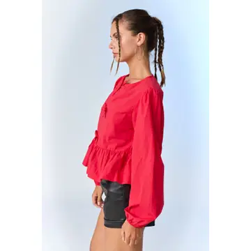 Hailey Bow Tie Detailed Blouse - Red