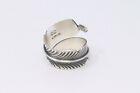 Navajo Handmade Sterling Silver Feather Adjustable Ring - Chester Charley