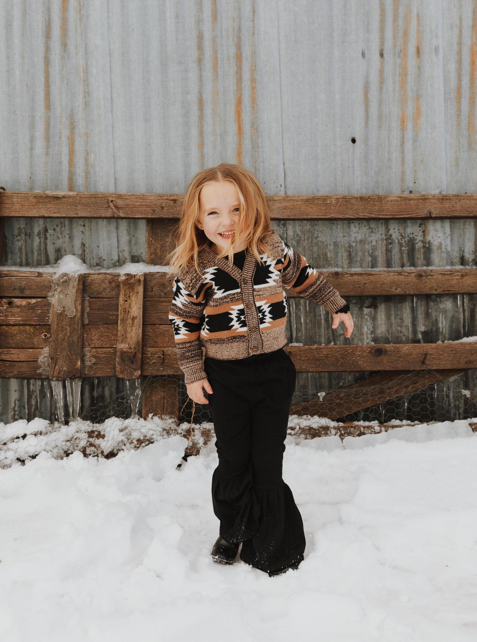 GIRLS BLACK BELL RUFFLE PANTS