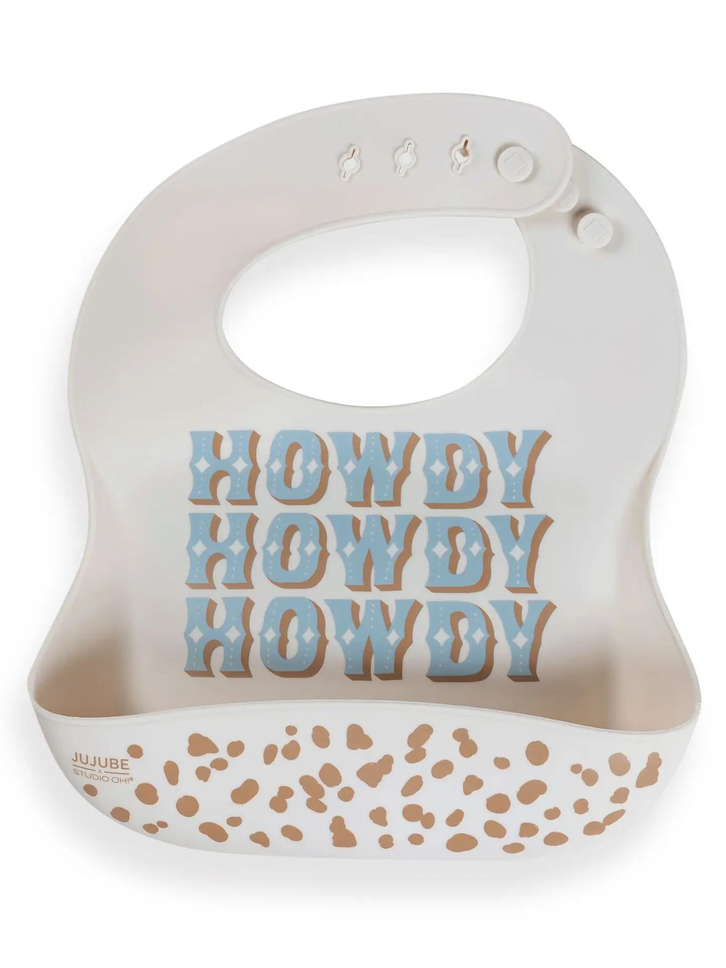 Silicone Bib Howdy Partner Blue