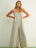 Stripe Printed Wide Leg Jumpsuit