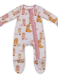 Pink Ruffle Boots Western Baby Footed Zipper Coveralls