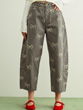 Bow Printed Barrel Pants