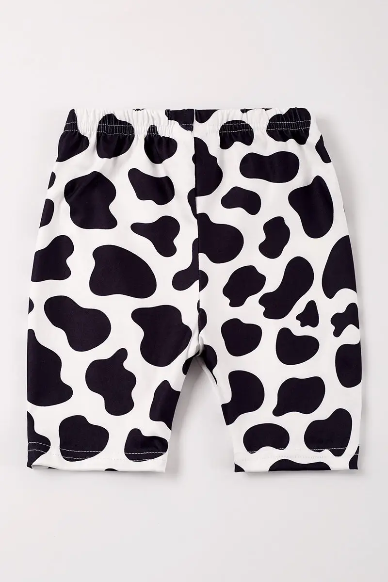 COW PRINT GIRLS BIKE SHORTS