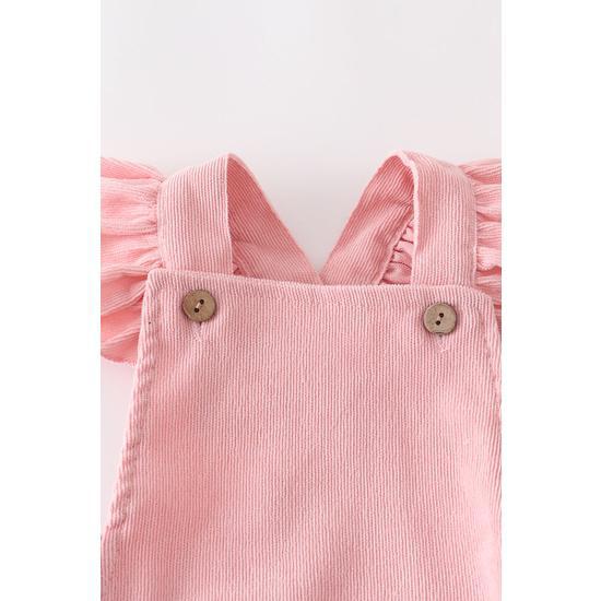 BLUSH VELVET RUFFLE BABY ROMPER