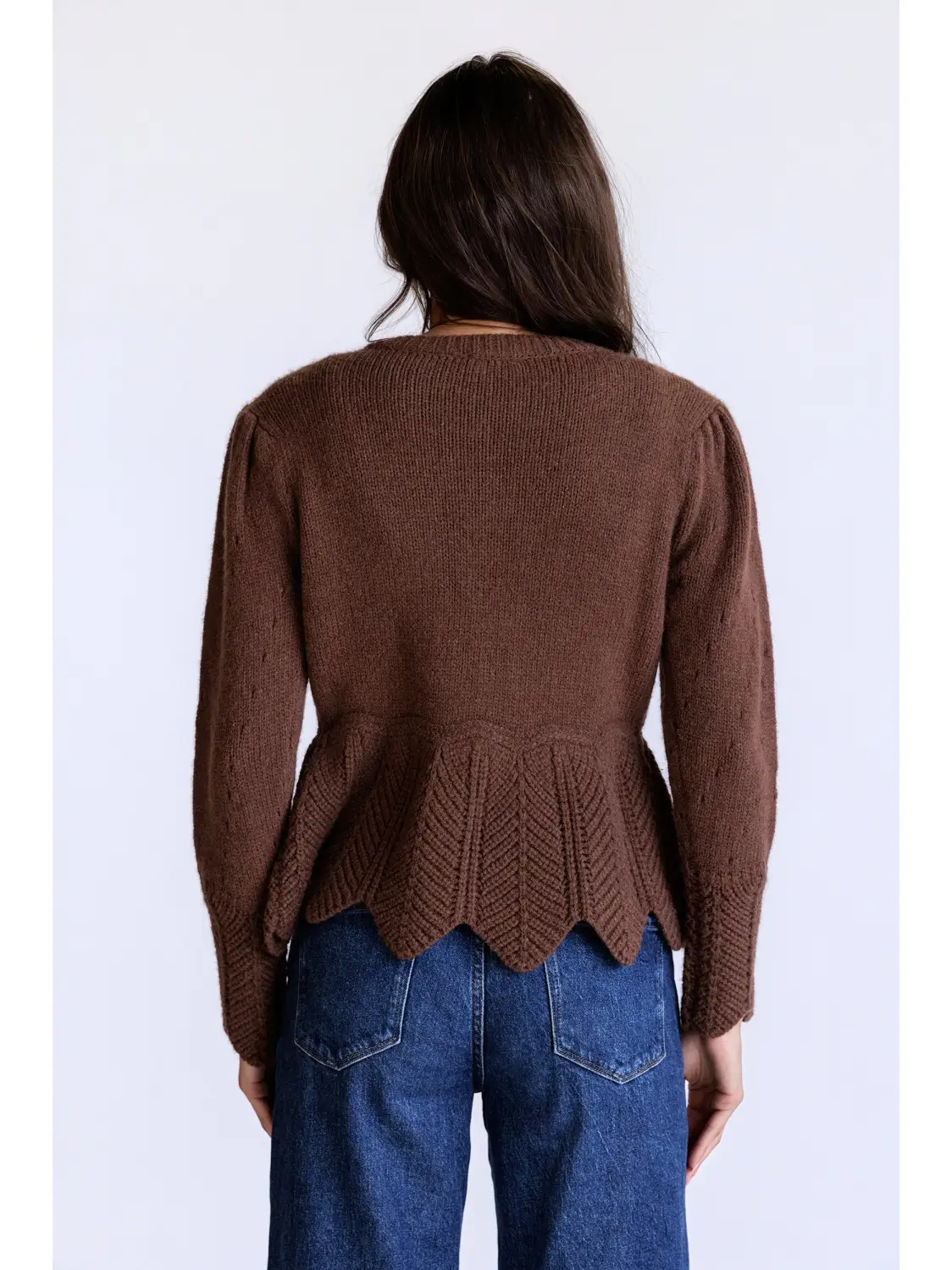 Scallop Trim Knit Cardigan