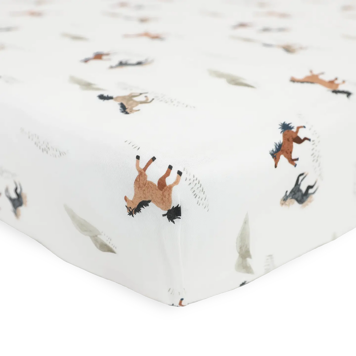Stretch Knit Crib Sheet - Wild Horses