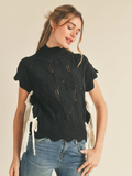 Mock Neck Cropped Sweater Vest - BLACK