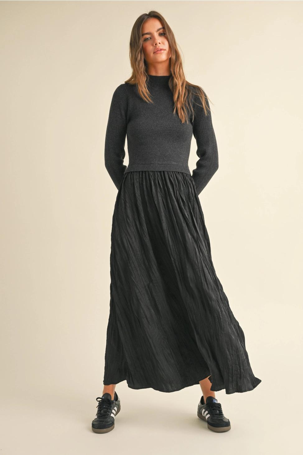 Sweater Combo Woven Dress