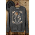 WESTERN COWBOY WASHED LONG SLEEVE BLACK SWEATSHIRT