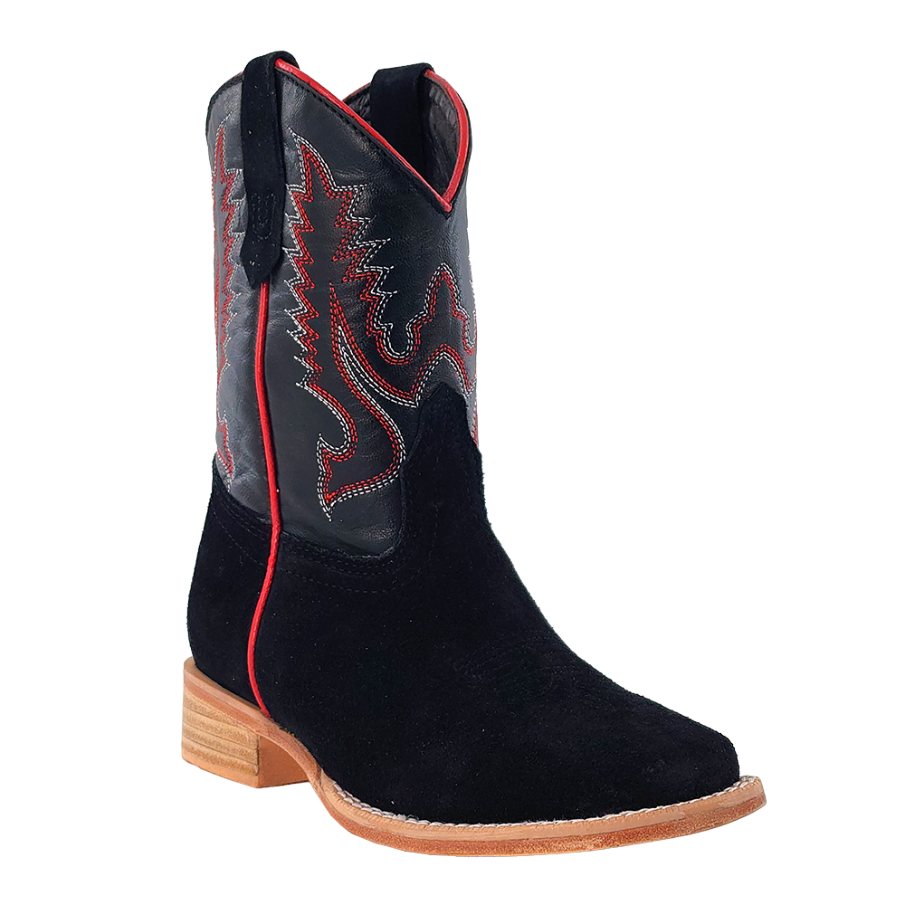 R. Watson Kid's Black Rough Out / Black Cowhide