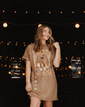 WILD WEST COWBOY RODRO GRAPHIC MINERAL WASHED DRESS - TAUPE