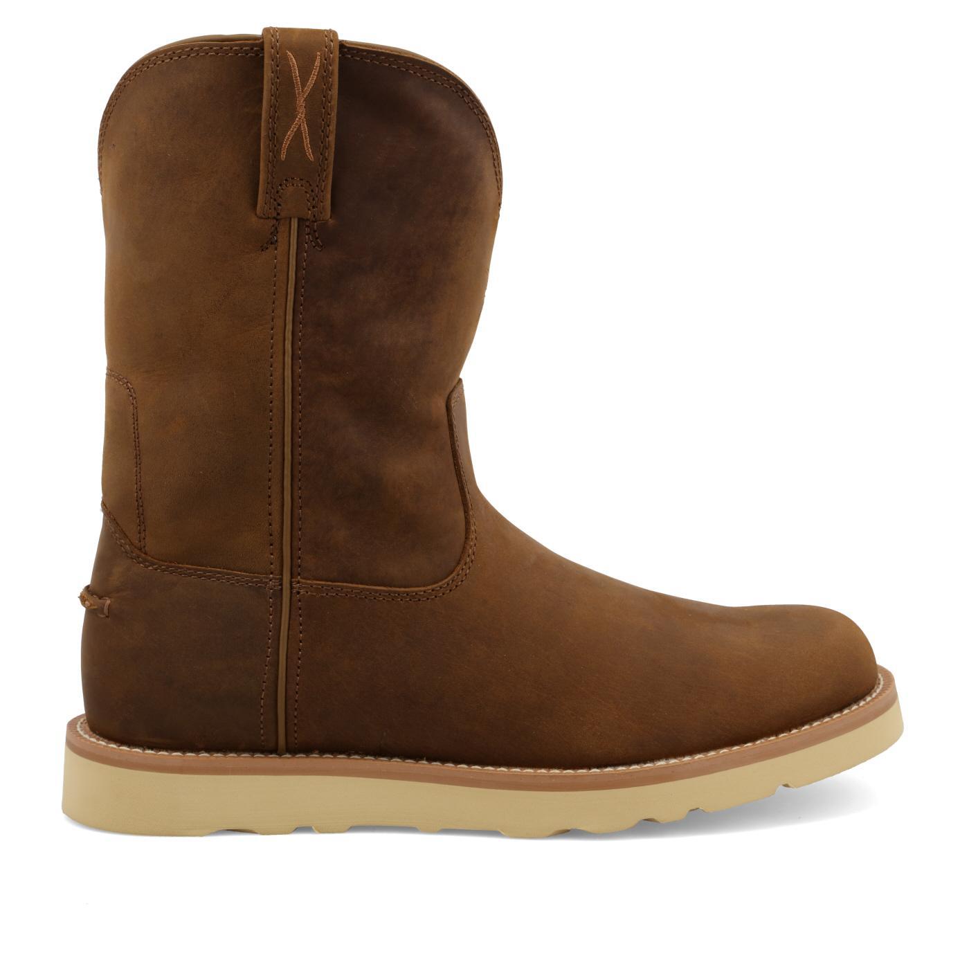 10" Work Pull On Wedge Sole Boot - Distressed Saddle & Saddle MCB0001