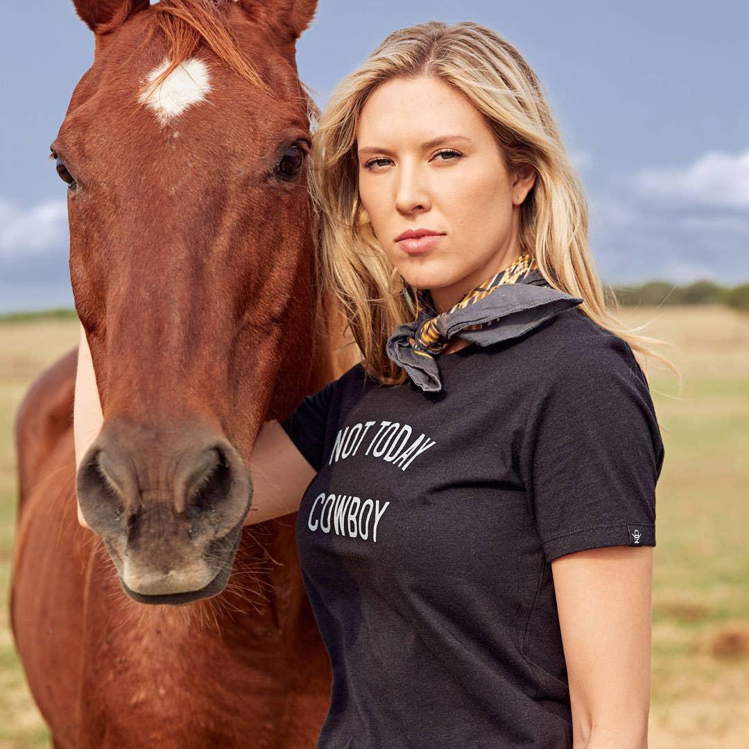 COWBOY COOL NOT TODAY COWBOY T SHIRT - BLACK
