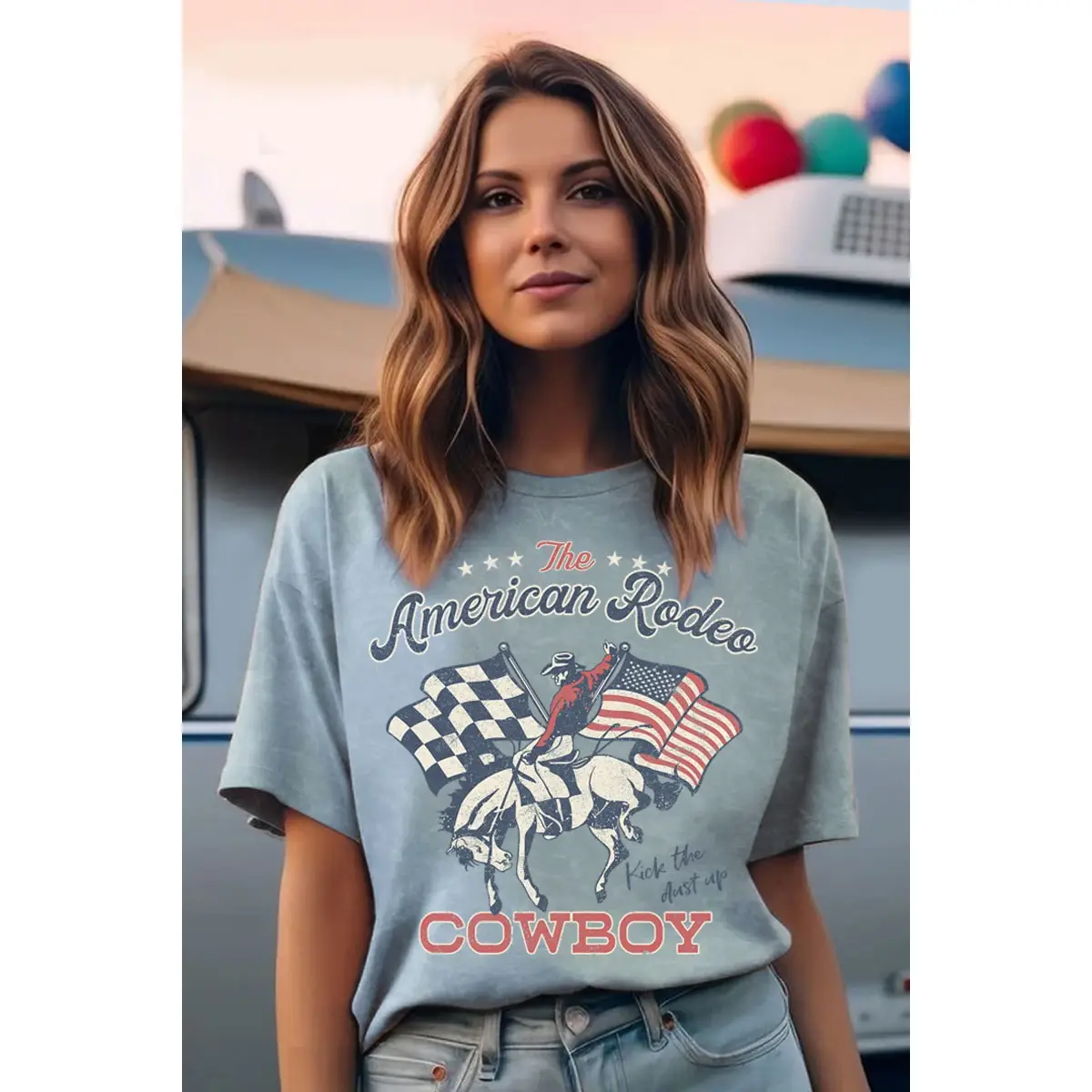 American Rodeo Mineral Graphic Top - Mineral Vintage Blue