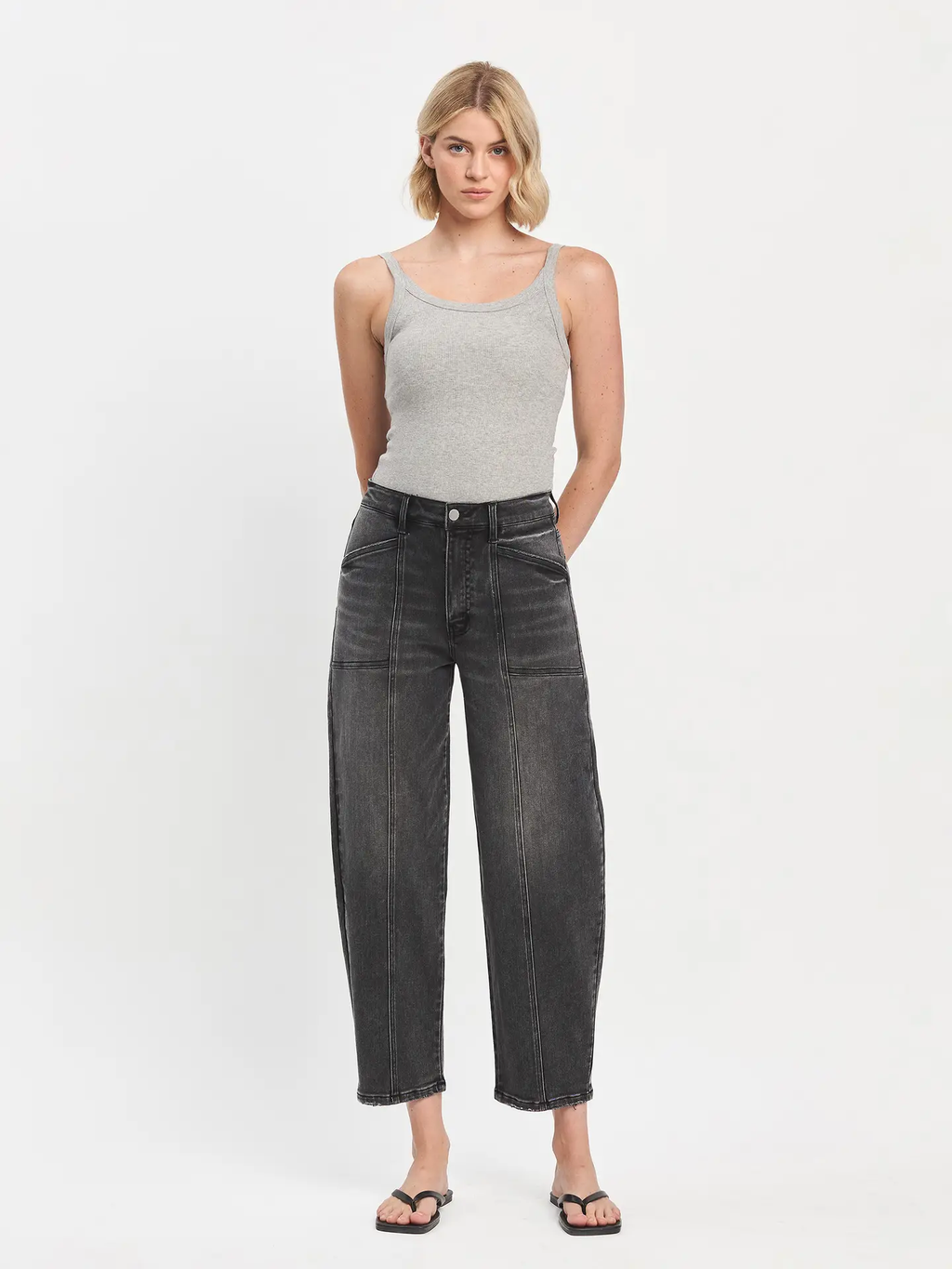 Super High Rise Panel Detail Barrel Jeans | PORTUGAL