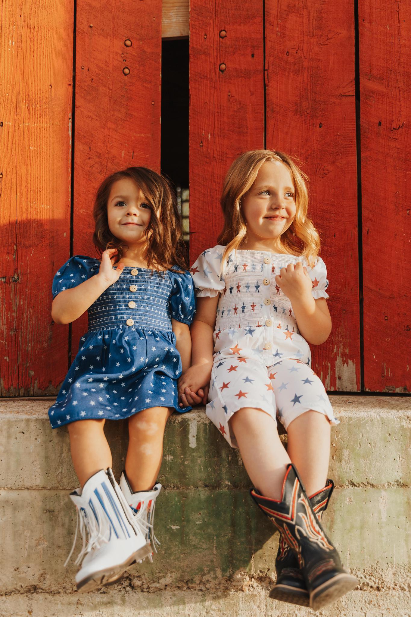 STAR PRINT SMOCKED GIRL JUMPSUIT