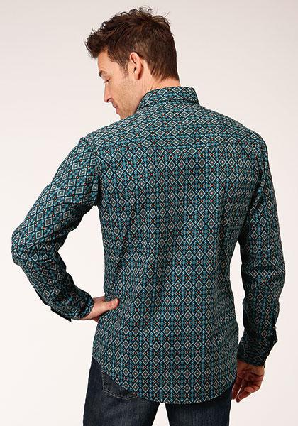 MENS L/S SHIRT   PERFORMANCE Y/D ALLOVER PRINT -SNAP  1261 DIAMOND AZTEC PRINT