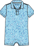 Baby Boys Blue Western Bandana Performance Polo Romper