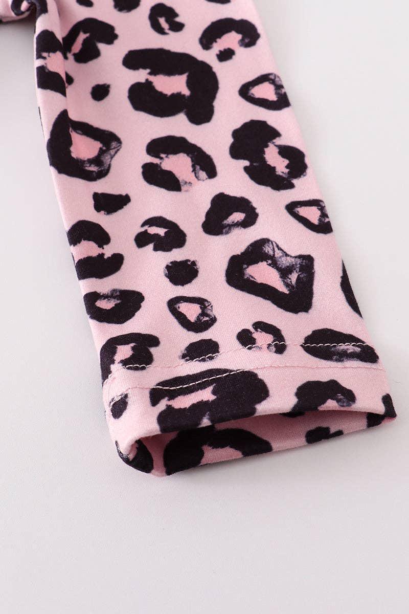 BABY GIRL PINK LEOPARD RUFFLE BABY ROMPER