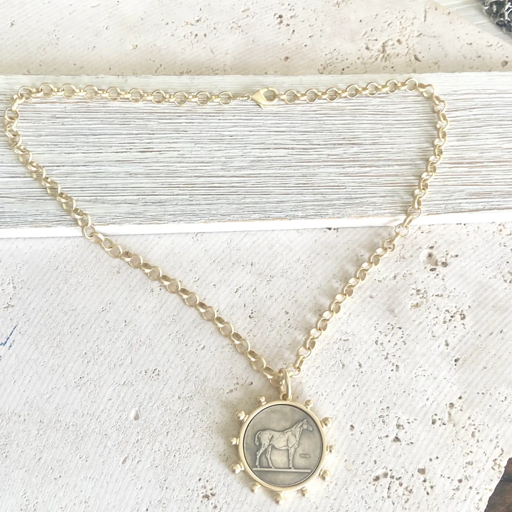 Matte Gold Horse Coin Jewelry