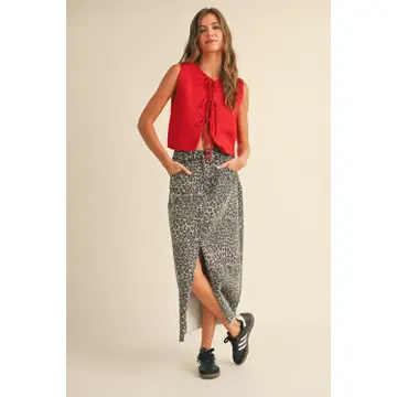 Knitted Tied in Front Cardigan - Red