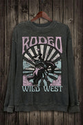 RODEO WILD WEST BRONC LONG SLEEVE SWEATSHIRT - MINERAL BLACK