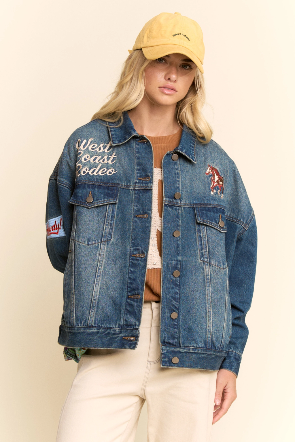 West Coast Rodeo Embroidered Denim Jacket - Dark Denim