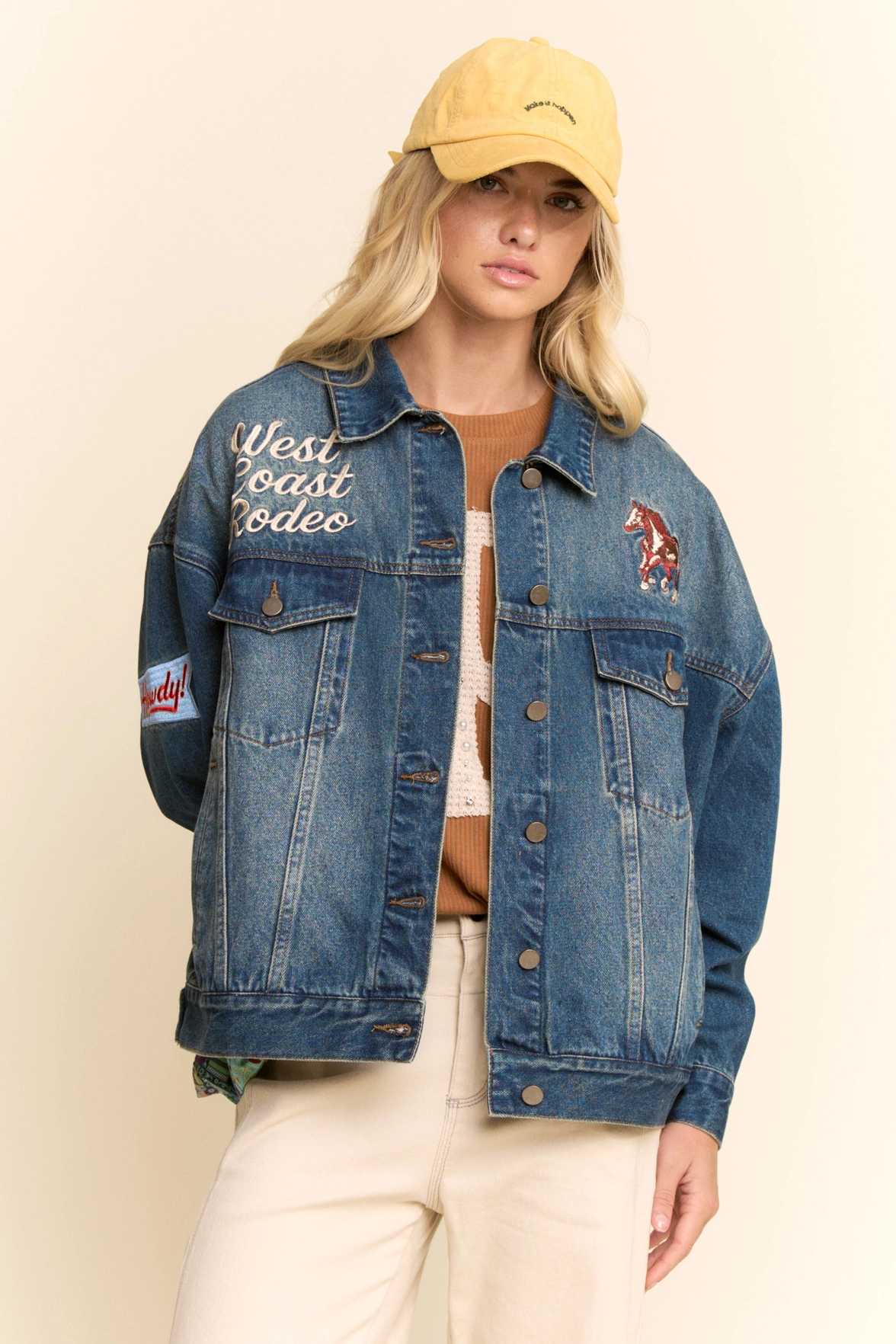 West Coast Rodeo Embroidered Denim Jacket - Dark Denim