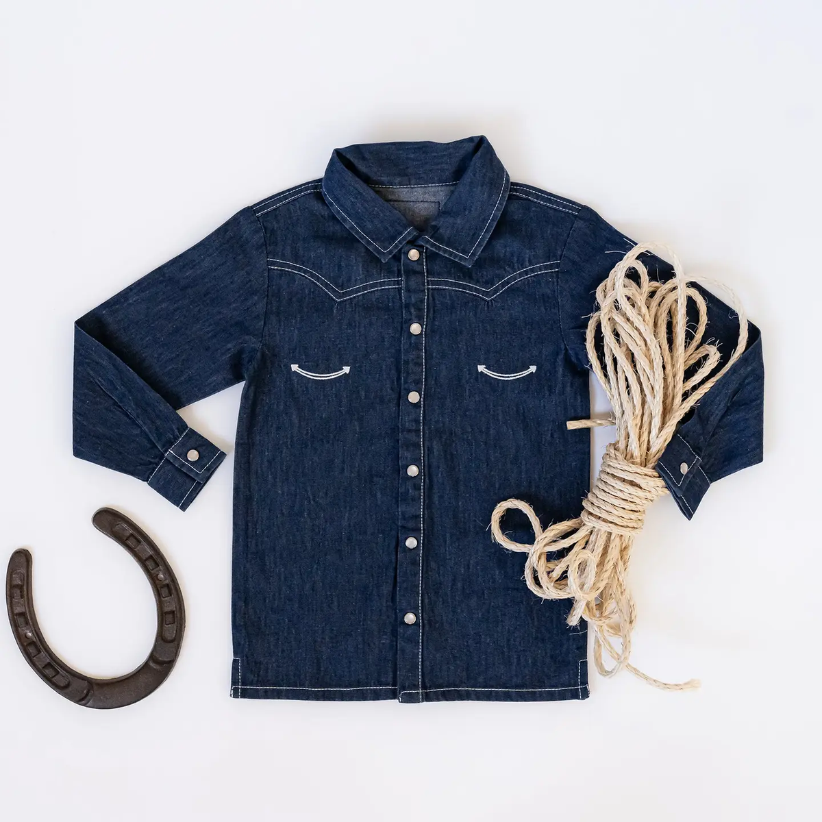 True Blue | Kids' Western Denim Long-Sleeve Button-Up