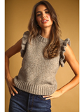 Ruffle Sleeve Sweater Top - MOCHA