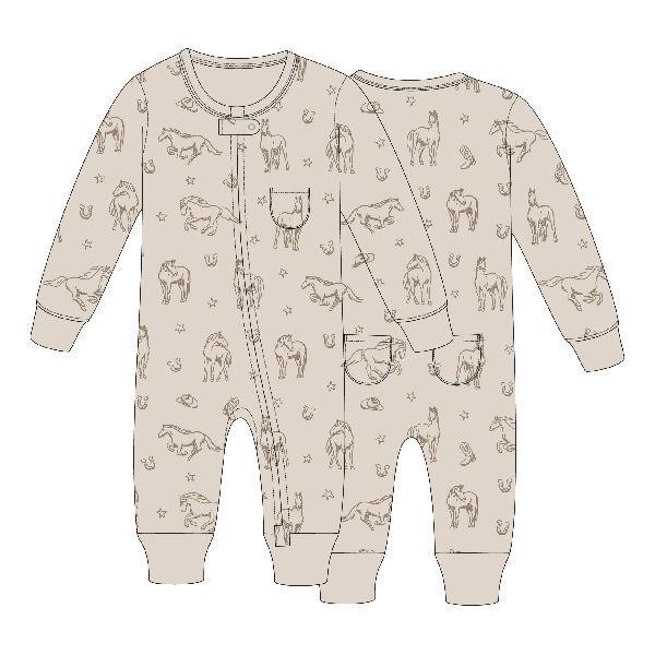 FOOTLESS 2-WAY ZIPPER ROMPER - MINI BUCKAROO