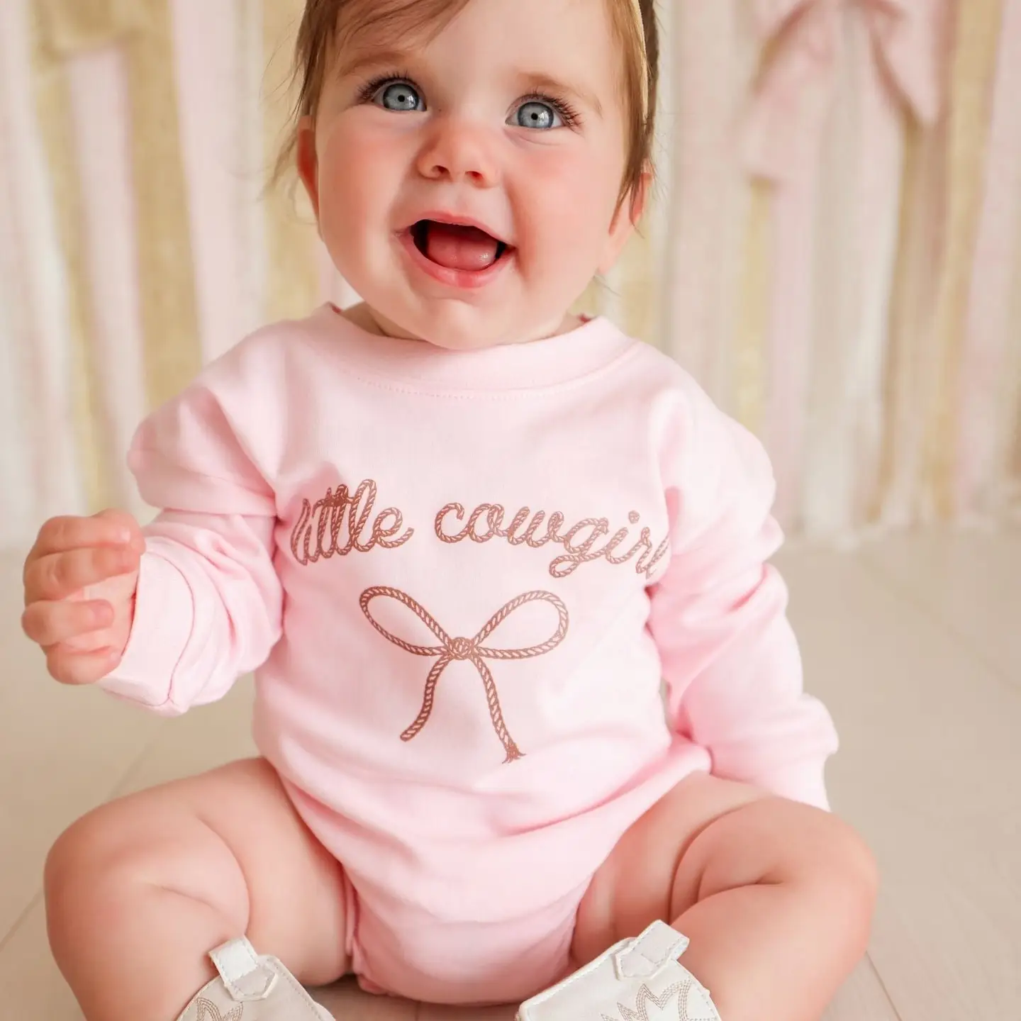 Little Cowgirl Western Long Sleeve Romper - Baby Clothing