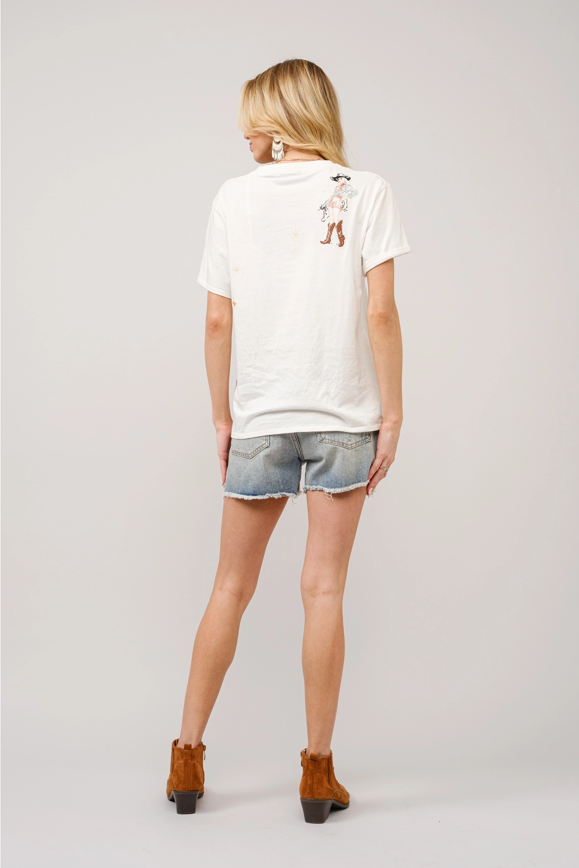 Western Motif Embroidered Graphic T Shirt