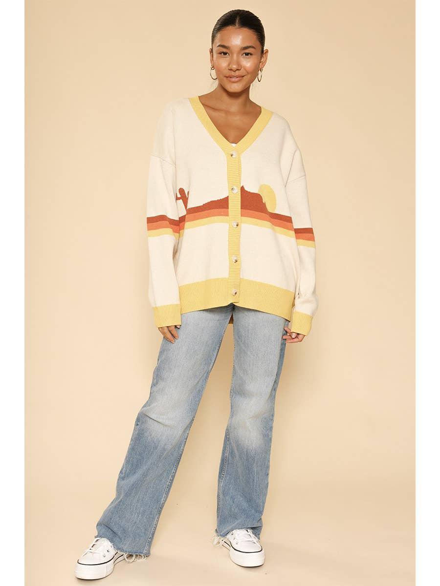 DESERT RETRO STRIPE CARDIGAN - CREAM MULTI