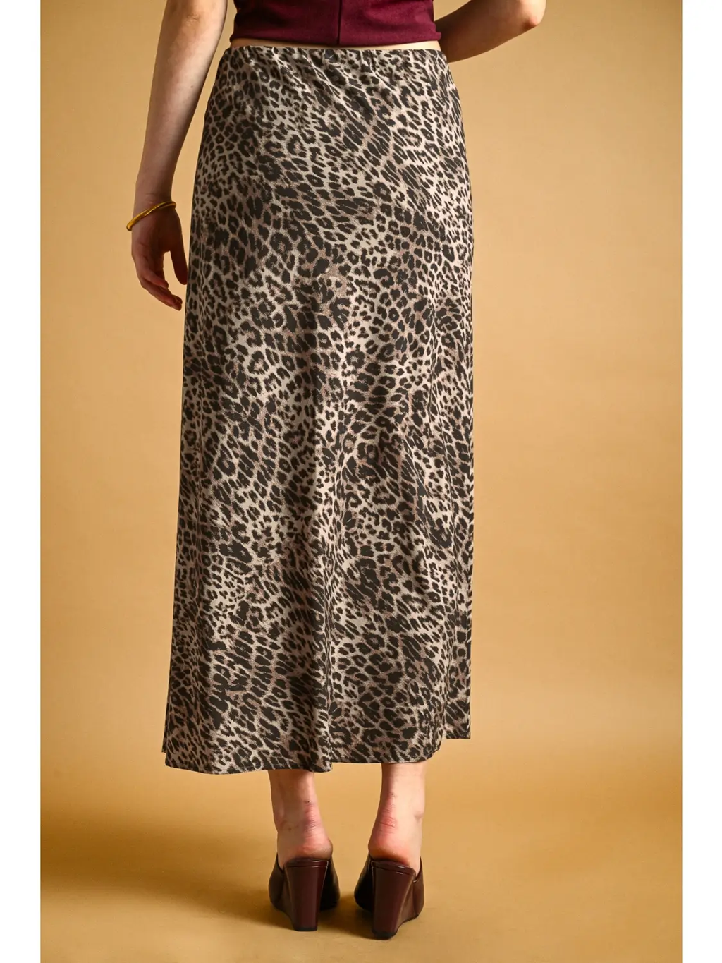 Leopard Printed Stretch Maxi Skirt