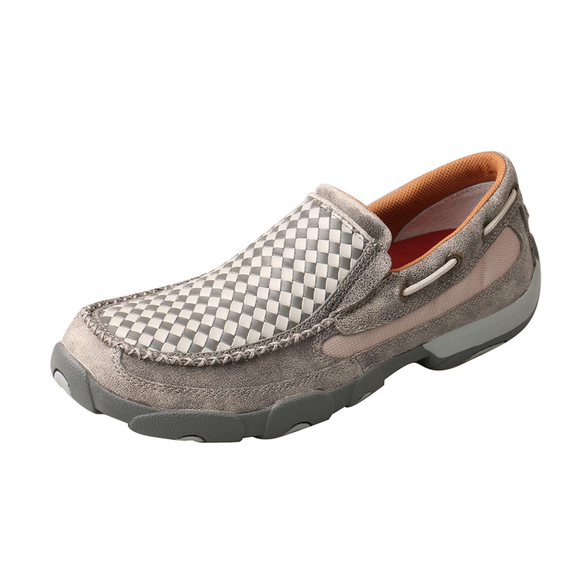 MENS SLIP ON DRIVING MOCCASINS - WOVEN GREY/GREY MDMS015