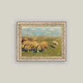 Sheep with Sheep Dog Framed Antique Art