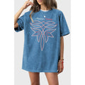 American Cowboy Boot Stitch Oversized Mineral Graphic Tee - Mineral Dusty Blue
