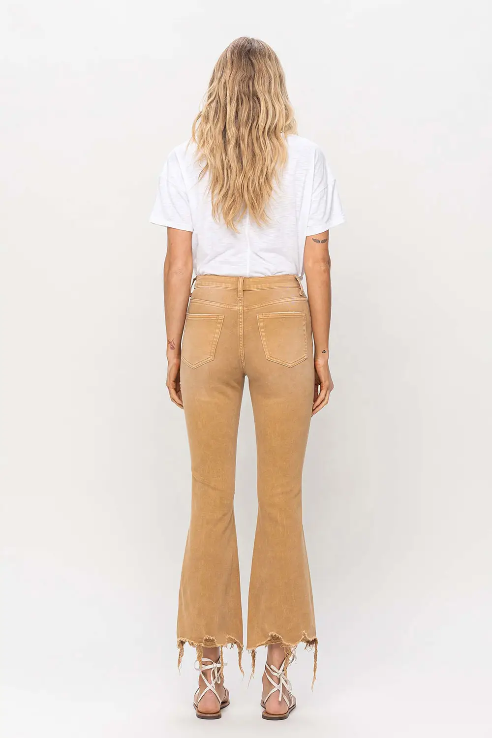 VINTAGE HIGH RISE CROP FLARE - ARMY KHAKI