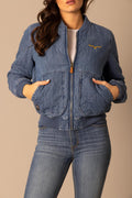 Kimes Women's Marinos Bomber - Light Wash Indigo