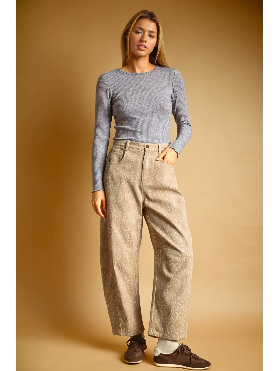 Bambi Print Barrel Pants