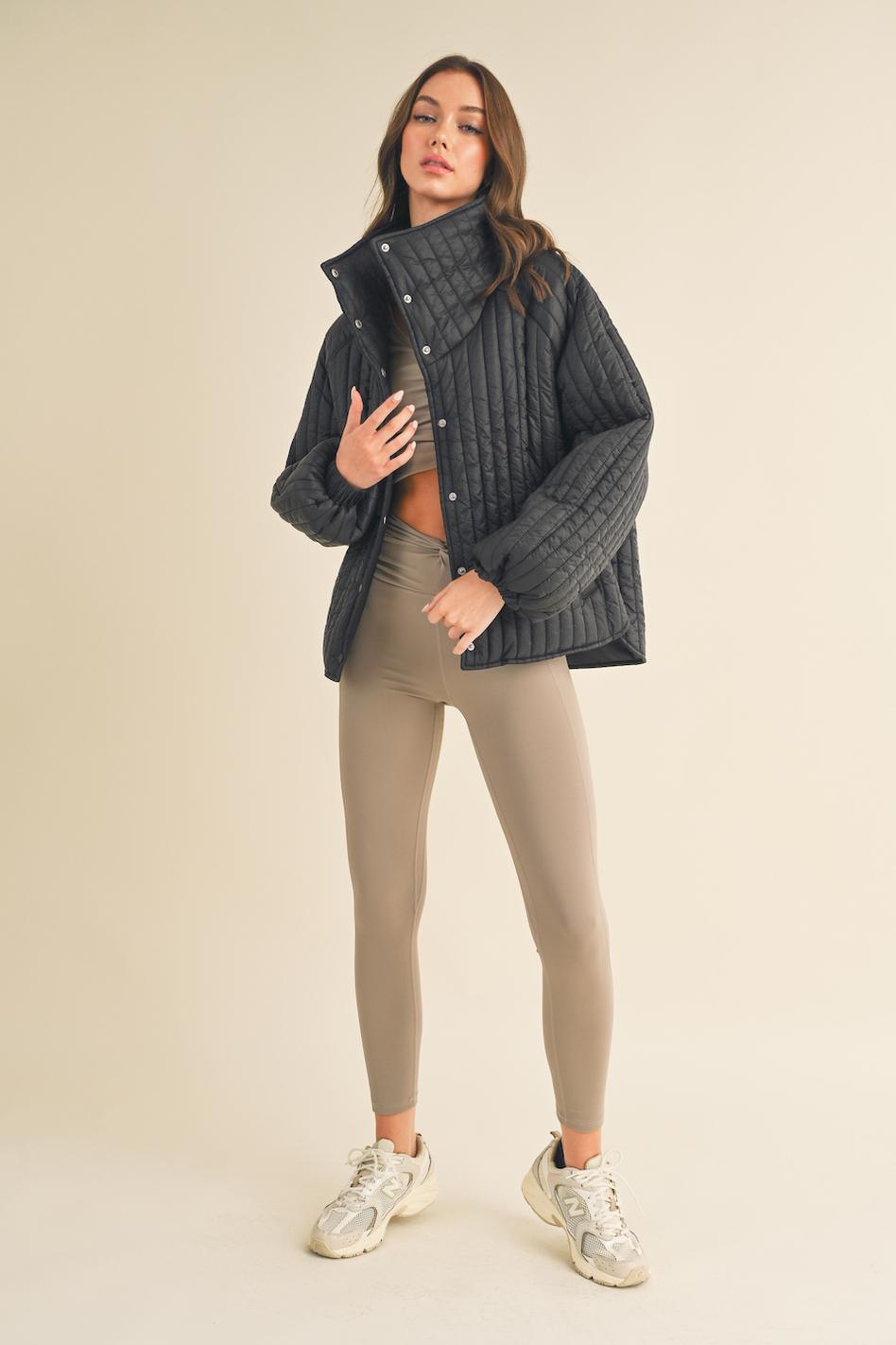 Black Classic Silhouette Quilted Jacket