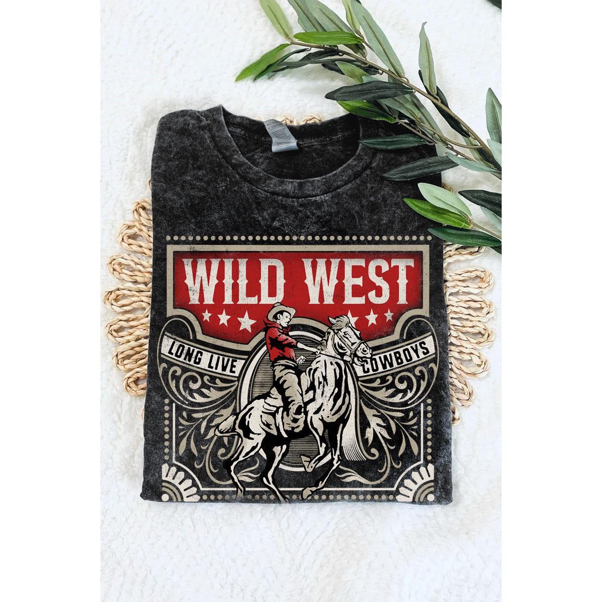 WILD WEST LONG LIVE COWBOYS GRAPHIC TEE - MINERAL BLACK