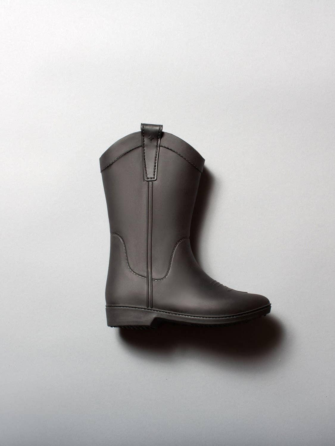 Midnight Black Kid's All Weather Rubber Cowboy Boots