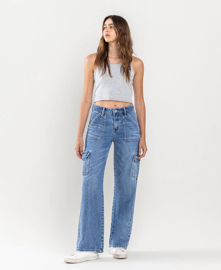 High Rise Wide Leg Cargo Jeans | Flatter